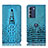 Leather Case Stands Flip Cover Holder H03P for Motorola Moto G200 5G Sky Blue