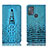 Leather Case Stands Flip Cover Holder H03P for Motorola Moto G50 Sky Blue