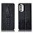 Leather Case Stands Flip Cover Holder H03P for Motorola Moto G82 5G Black
