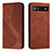 Leather Case Stands Flip Cover Holder H03X for Google Pixel 6a 5G Brown