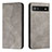 Leather Case Stands Flip Cover Holder H03X for Google Pixel 6a 5G Gray