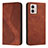Leather Case Stands Flip Cover Holder H03X for Motorola Moto G53j 5G Brown
