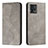 Leather Case Stands Flip Cover Holder H03X for Motorola Moto G72 Gray