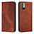 Leather Case Stands Flip Cover Holder H03X for Xiaomi POCO M3 Pro 5G Brown