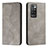 Leather Case Stands Flip Cover Holder H03X for Xiaomi Redmi 10 (2022) Gray