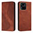 Leather Case Stands Flip Cover Holder H03X for Xiaomi Redmi 10 India Brown