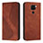 Leather Case Stands Flip Cover Holder H03X for Xiaomi Redmi 10X 4G Brown