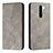 Leather Case Stands Flip Cover Holder H03X for Xiaomi Redmi 9 Gray