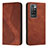 Leather Case Stands Flip Cover Holder H03X for Xiaomi Redmi Note 11 4G (2021) Brown