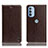 Leather Case Stands Flip Cover Holder H04P for Motorola Moto G31 Brown