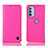 Leather Case Stands Flip Cover Holder H04P for Motorola Moto G41 Hot Pink