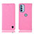 Leather Case Stands Flip Cover Holder H04P for Motorola Moto G41 Pink