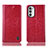 Leather Case Stands Flip Cover Holder H04P for Motorola MOTO G52 Red