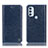 Leather Case Stands Flip Cover Holder H04P for Motorola Moto G71 5G Blue