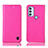 Leather Case Stands Flip Cover Holder H04P for Motorola Moto G71 5G Hot Pink