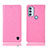 Leather Case Stands Flip Cover Holder H04P for Motorola Moto G71 5G Pink