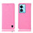 Leather Case Stands Flip Cover Holder H04P for Oppo A18 Pink