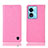 Leather Case Stands Flip Cover Holder H04P for Oppo A1x 5G Pink