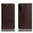 Leather Case Stands Flip Cover Holder H04P for Oppo A54 5G Brown