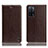 Leather Case Stands Flip Cover Holder H04P for Oppo A55 5G Brown