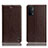Leather Case Stands Flip Cover Holder H04P for Oppo A93 5G Brown