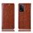 Leather Case Stands Flip Cover Holder H04P for Oppo A93s 5G Light Brown