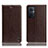 Leather Case Stands Flip Cover Holder H04P for Oppo A96 5G Brown