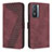 Leather Case Stands Flip Cover Holder H04X for Vivo Y74s 5G Red Wine