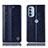 Leather Case Stands Flip Cover Holder H05P for Motorola Moto G31 Blue