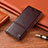 Leather Case Stands Flip Cover Holder H05P for Motorola Moto G53j 5G Brown
