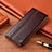 Leather Case Stands Flip Cover Holder H05P for Motorola Moto G60 Brown