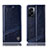 Leather Case Stands Flip Cover Holder H05P for OnePlus Nord N300 5G Blue