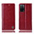 Leather Case Stands Flip Cover Holder H05P for Oppo A53s 5G Red