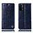 Leather Case Stands Flip Cover Holder H05P for Oppo A54 5G Blue