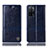 Leather Case Stands Flip Cover Holder H05P for Oppo A55 5G Blue