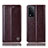 Leather Case Stands Flip Cover Holder H05P for Oppo A93s 5G Brown