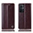 Leather Case Stands Flip Cover Holder H05P for Oppo F21 Pro 5G Brown