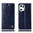 Leather Case Stands Flip Cover Holder H05P for Oppo Find X5 Pro 5G Blue