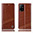 Leather Case Stands Flip Cover Holder H05P for Oppo Reno5 Z 5G Light Brown