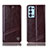 Leather Case Stands Flip Cover Holder H05P for Oppo Reno6 Pro 5G Brown