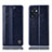 Leather Case Stands Flip Cover Holder H05P for Oppo Reno7 SE 5G Blue