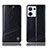 Leather Case Stands Flip Cover Holder H05P for Oppo Reno9 5G Black