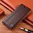 Leather Case Stands Flip Cover Holder H05P for Samsung Galaxy S21 5G Brown