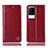 Leather Case Stands Flip Cover Holder H05P for Vivo iQOO 8 5G Red