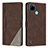 Leather Case Stands Flip Cover Holder H05X for Realme C21Y Brown