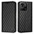 Leather Case Stands Flip Cover Holder H05X for Xiaomi Redmi 9 India Black