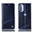 Leather Case Stands Flip Cover Holder H06P for Motorola Moto G31 Blue