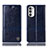 Leather Case Stands Flip Cover Holder H06P for Motorola MOTO G52 Blue