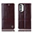 Leather Case Stands Flip Cover Holder H06P for Motorola Moto G71s 5G Brown