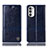 Leather Case Stands Flip Cover Holder H06P for Motorola Moto G82 5G Blue